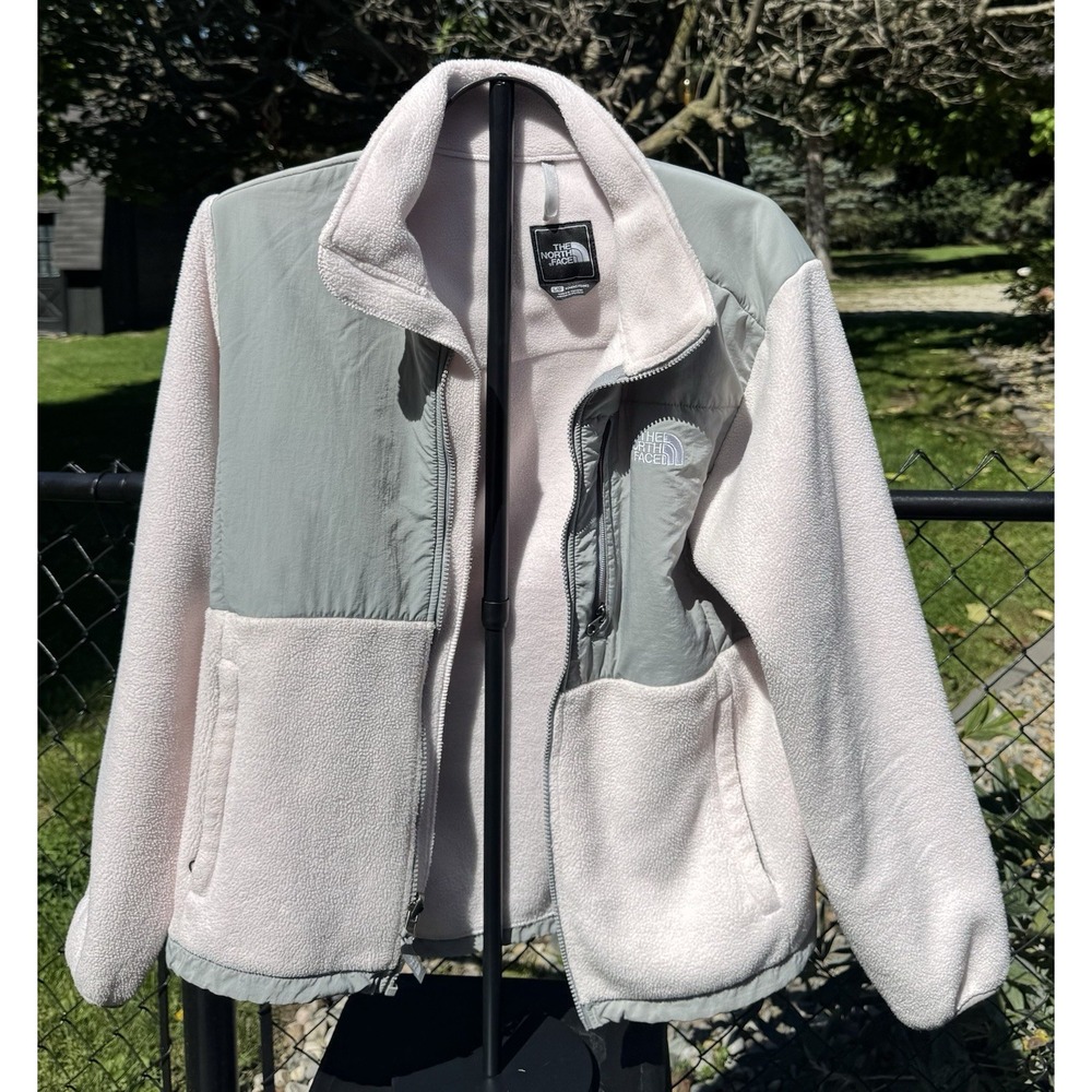 The North Face Women's L Polartec Full Zip Fleece Jacket Pink Gray Pockets